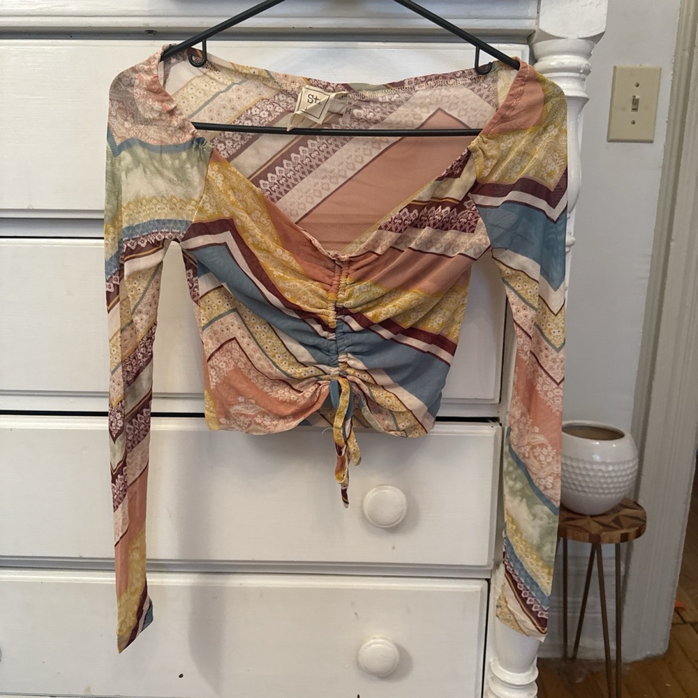 Verge Girl Multicolor Chevron Ruched Blouse